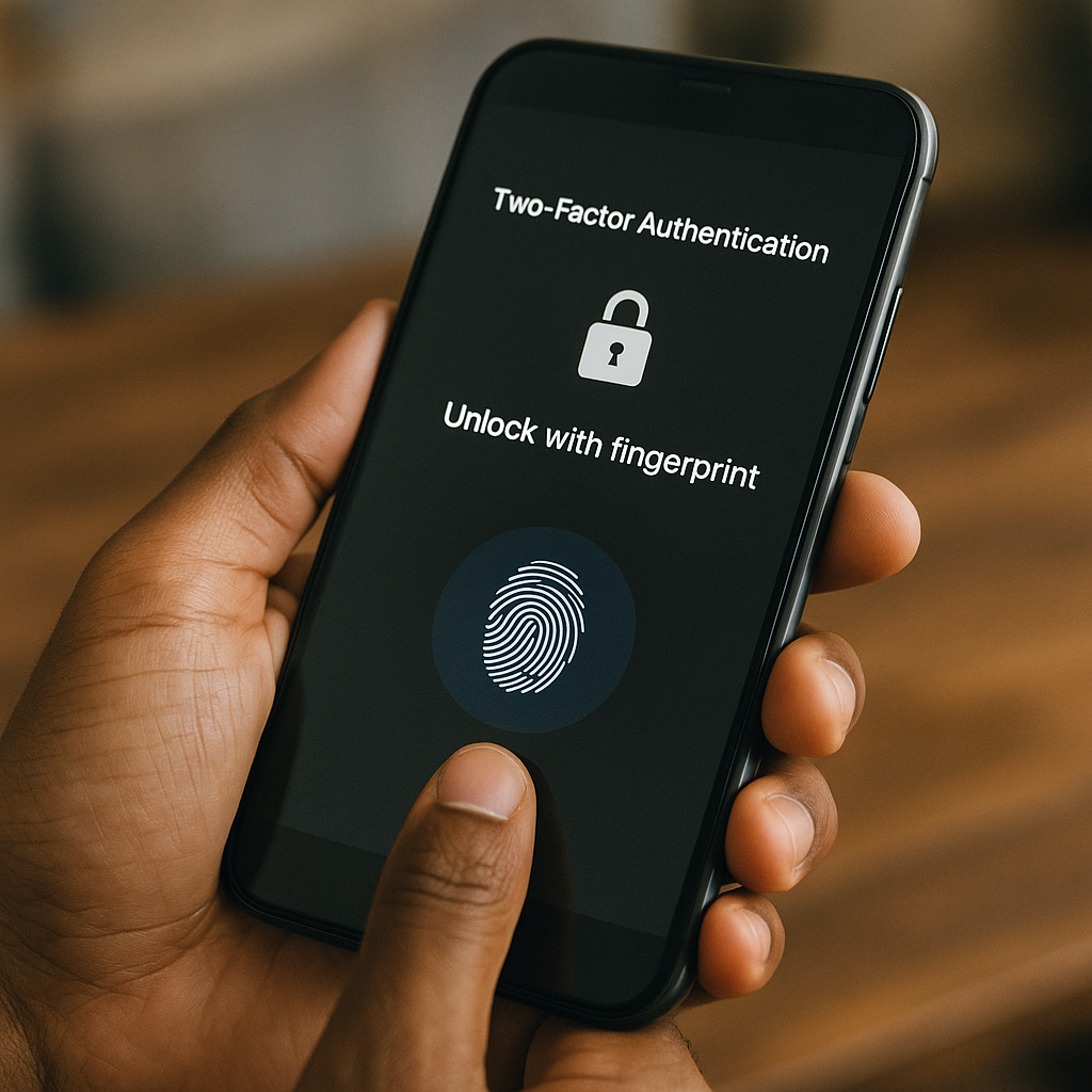 Two-factor authentication with fingerprint on mobile device